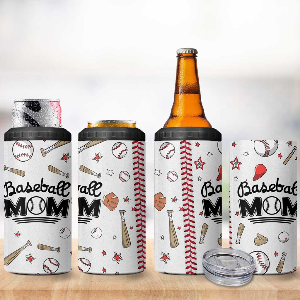 Baseball Mom 4 in 1 Can Cooler Tumbler Mothers Day Birthday Gifts from Daughter Son