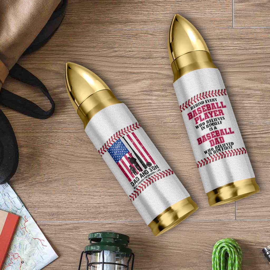 Baseball Dad Bullet Tumbler Funny Father's Day Gift For Dad From Son US Flag