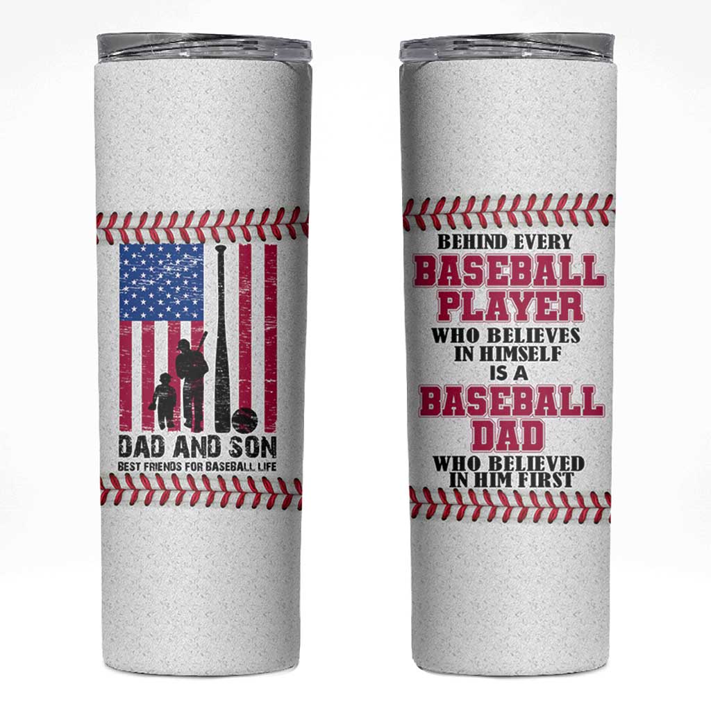 Baseball Dad Skinny Tumbler Funny Father's Day Gift For Dad From Son US Flag