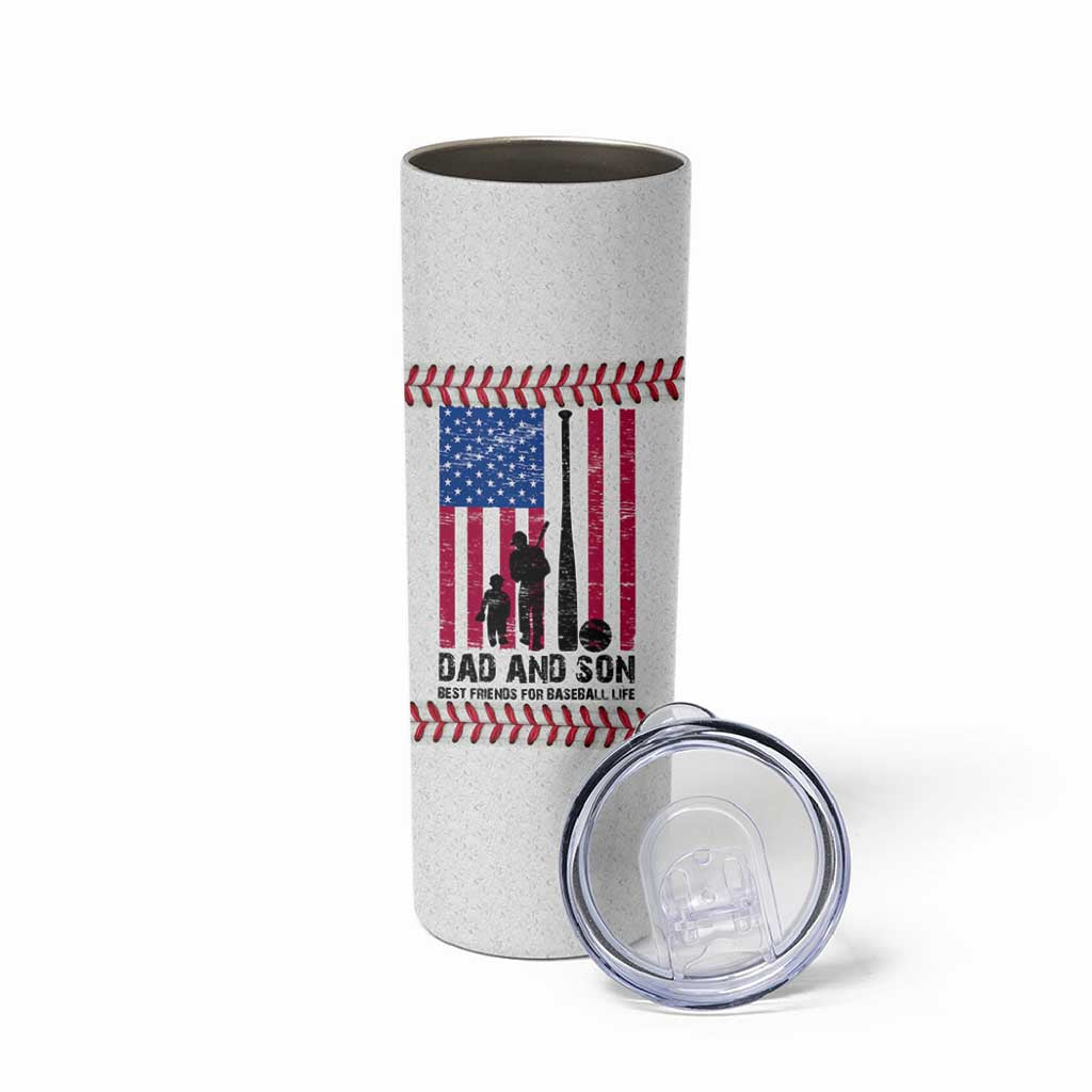 Baseball Dad Skinny Tumbler Funny Father's Day Gift For Dad From Son US Flag