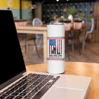 Baseball Dad Skinny Tumbler Funny Father's Day Gift For Dad From Son US Flag
