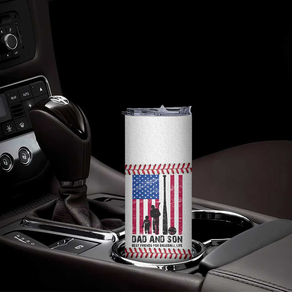 Baseball Dad Skinny Tumbler Funny Father's Day Gift For Dad From Son US Flag