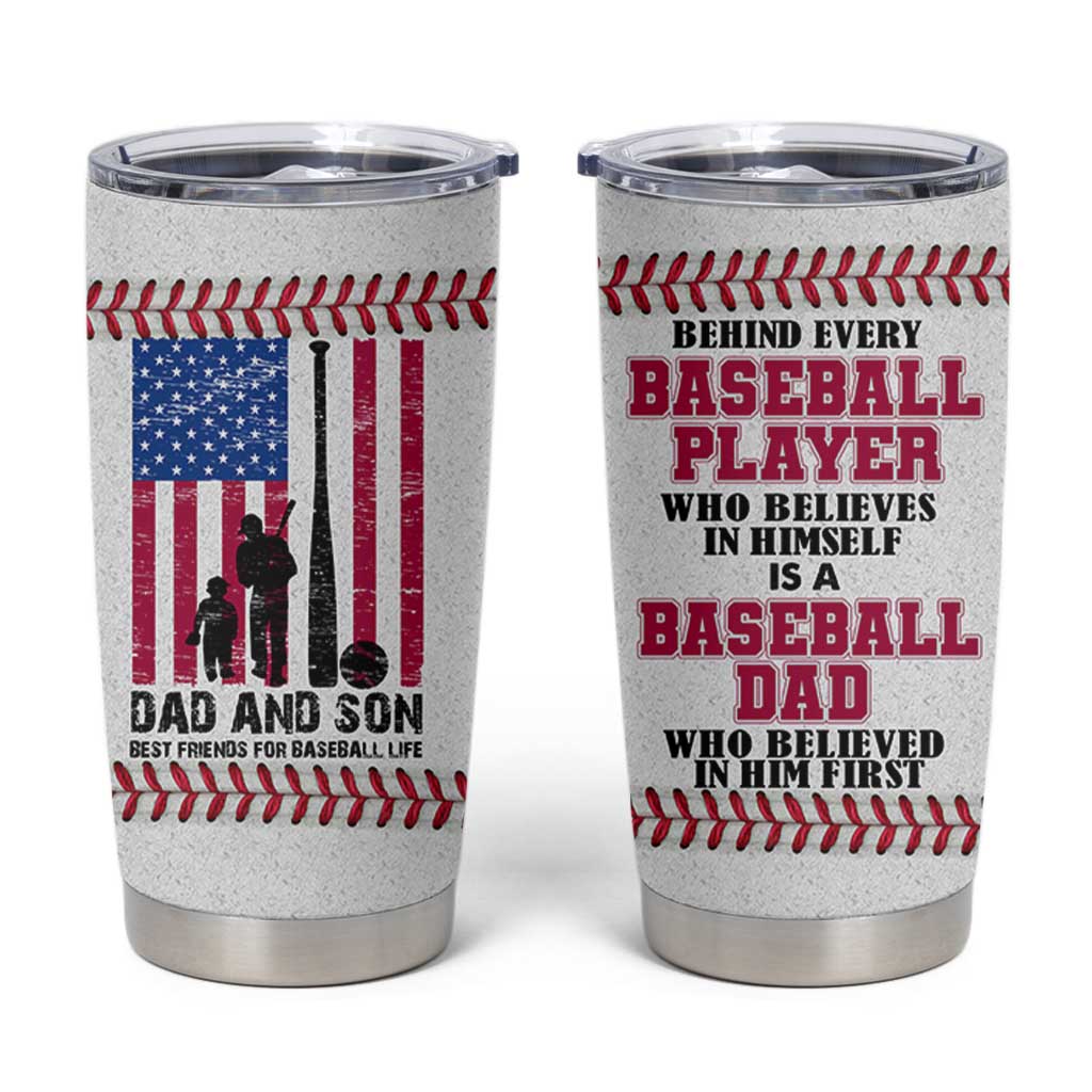 Baseball Dad Tumbler Cup Funny Father's Day Gift For Dad From Son US Flag