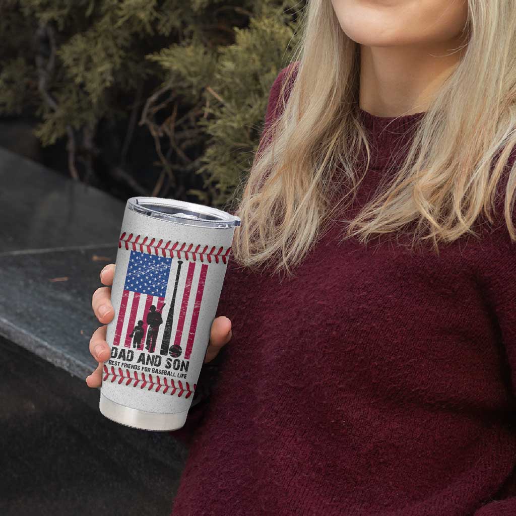 Baseball Dad Tumbler Cup Funny Father's Day Gift For Dad From Son US Flag