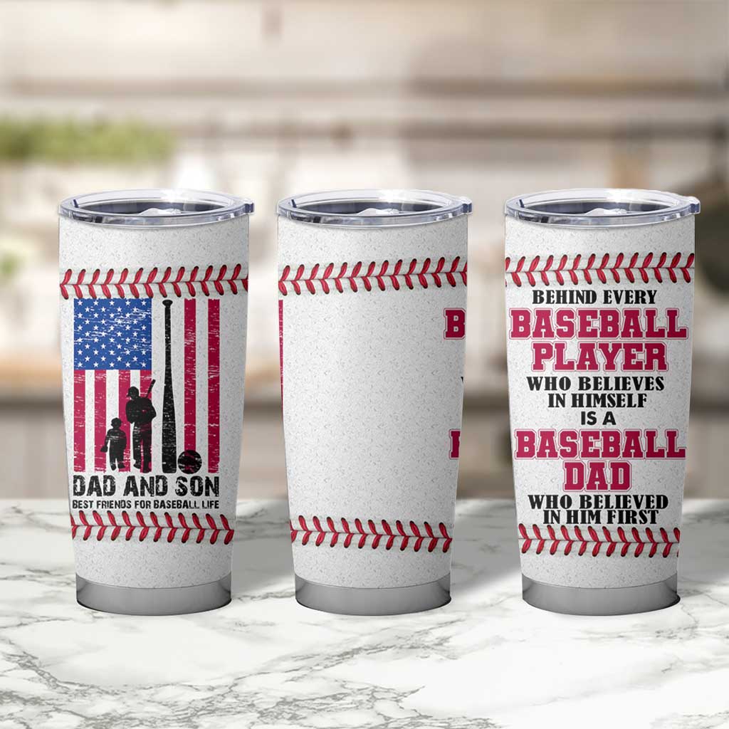 Baseball Dad Tumbler Cup Funny Father's Day Gift For Dad From Son US Flag