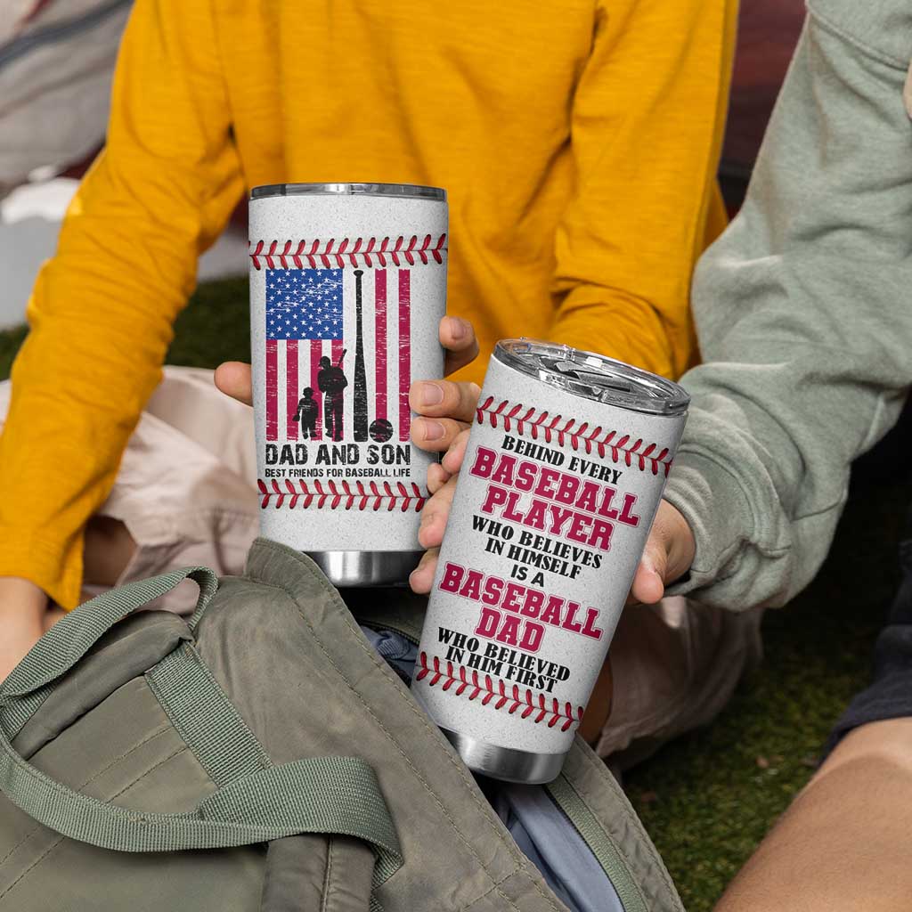Baseball Dad Tumbler Cup Funny Father's Day Gift For Dad From Son US Flag