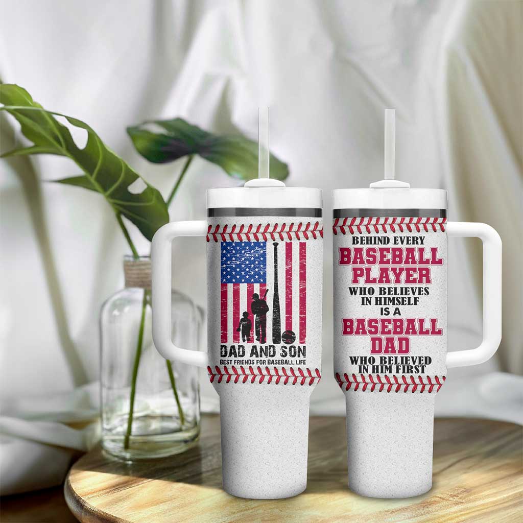 Baseball Dad Tumbler With Handle Funny Father's Day Gift For Dad From Son US Flag