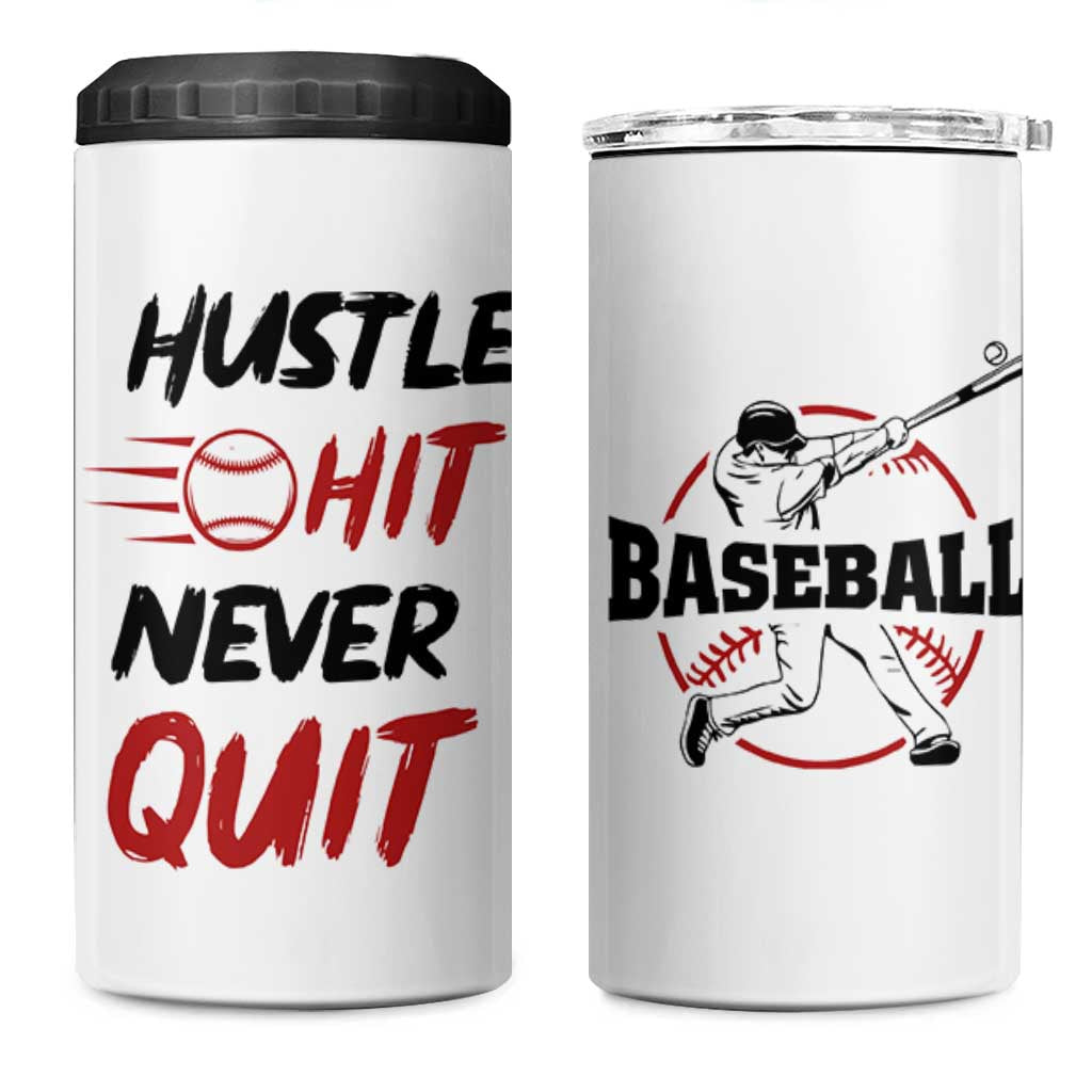 Baseball 4 in 1 Can Cooler Tumbler Never Quit Funny Baseball Player Fan Coach Catcher Pitcher