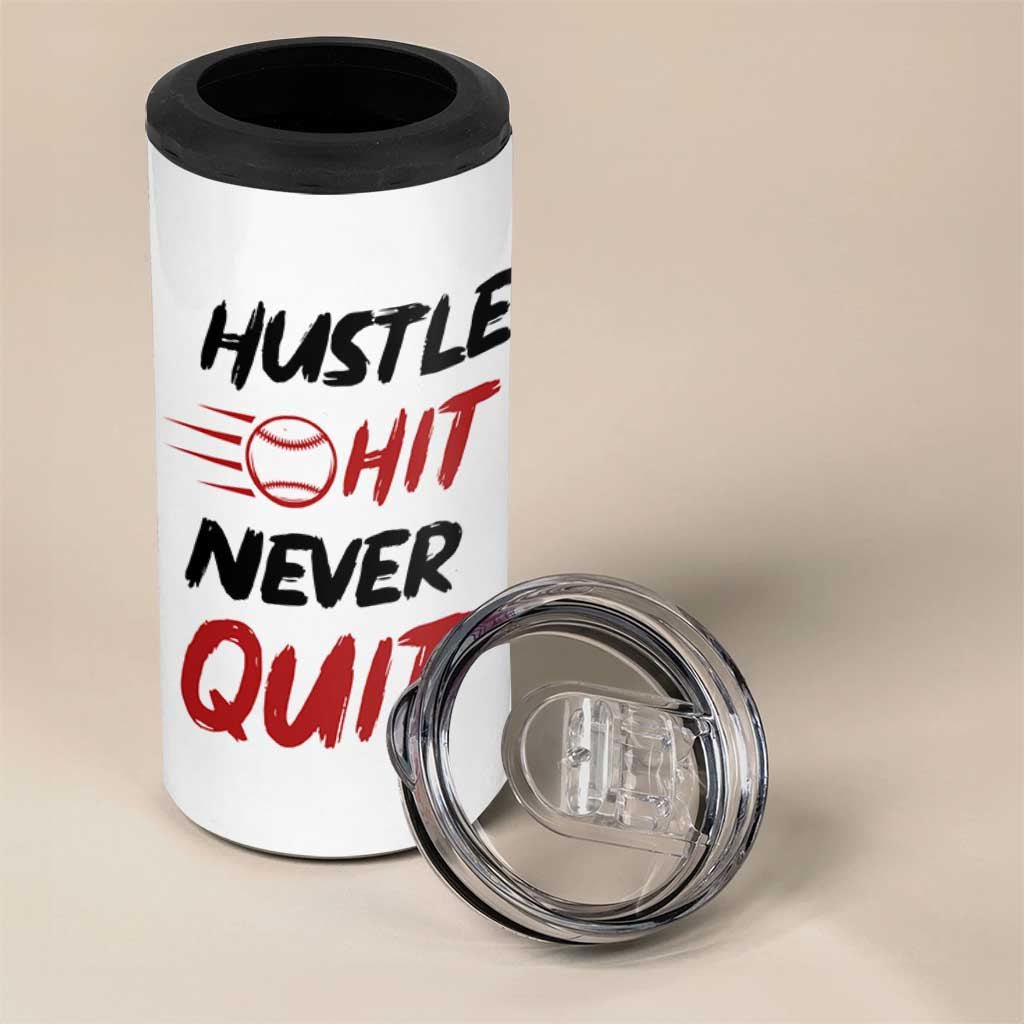 Baseball 4 in 1 Can Cooler Tumbler Never Quit Funny Baseball Player Fan Coach Catcher Pitcher