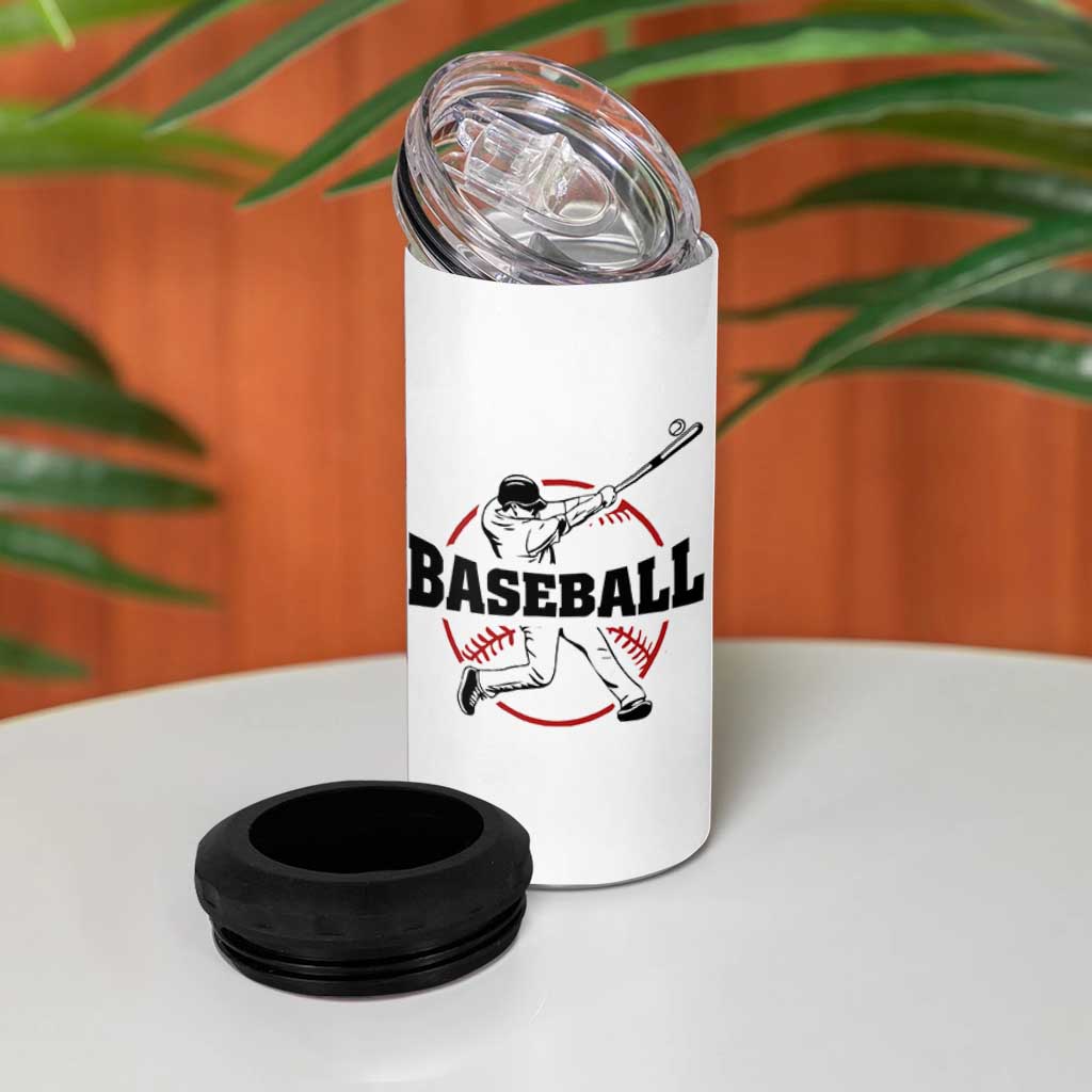 Baseball 4 in 1 Can Cooler Tumbler Never Quit Funny Baseball Player Fan Coach Catcher Pitcher