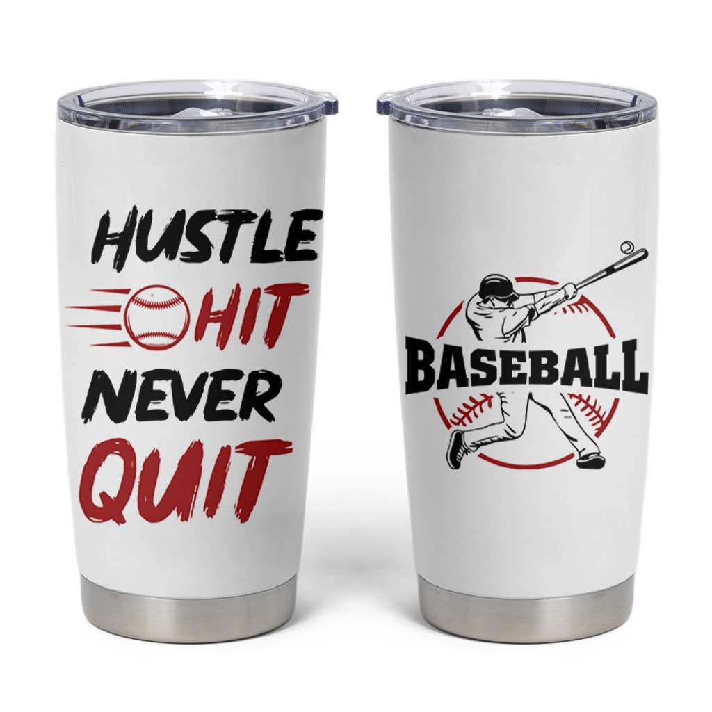 Baseball Tumbler Cup Never Quit Funny Baseball Player Fan Coach Catcher Pitcher
