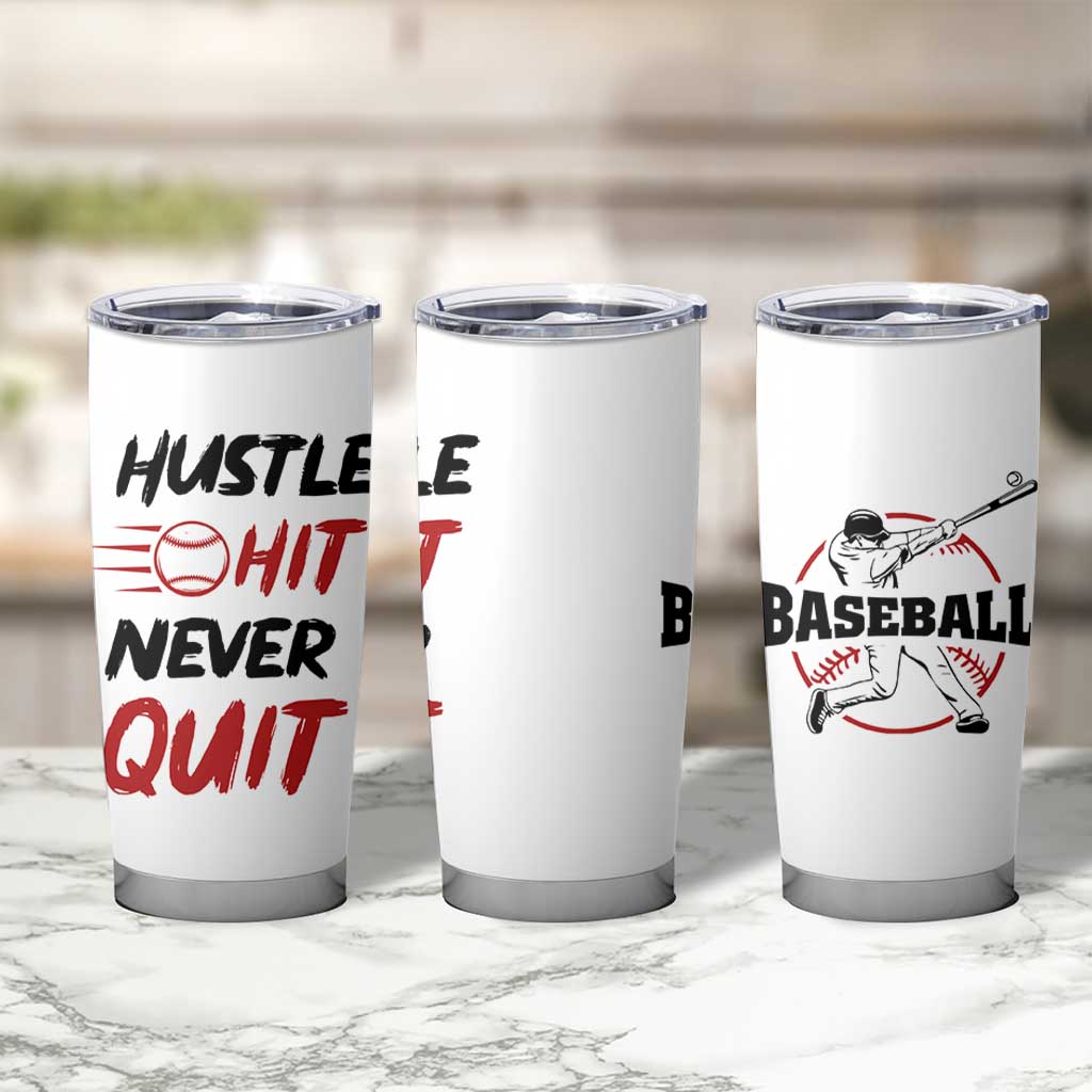 Baseball Tumbler Cup Never Quit Funny Baseball Player Fan Coach Catcher Pitcher