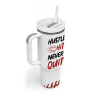 Baseball Tumbler With Handle Never Quit Funny Baseball Player Fan Coach Catcher Pitcher