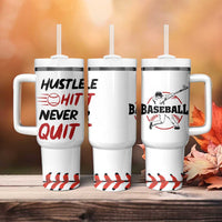 Baseball Tumbler With Handle Never Quit Funny Baseball Player Fan Coach Catcher Pitcher