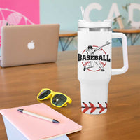 Baseball Tumbler With Handle Never Quit Funny Baseball Player Fan Coach Catcher Pitcher
