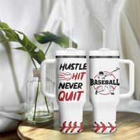 Baseball Tumbler With Handle Never Quit Funny Baseball Player Fan Coach Catcher Pitcher