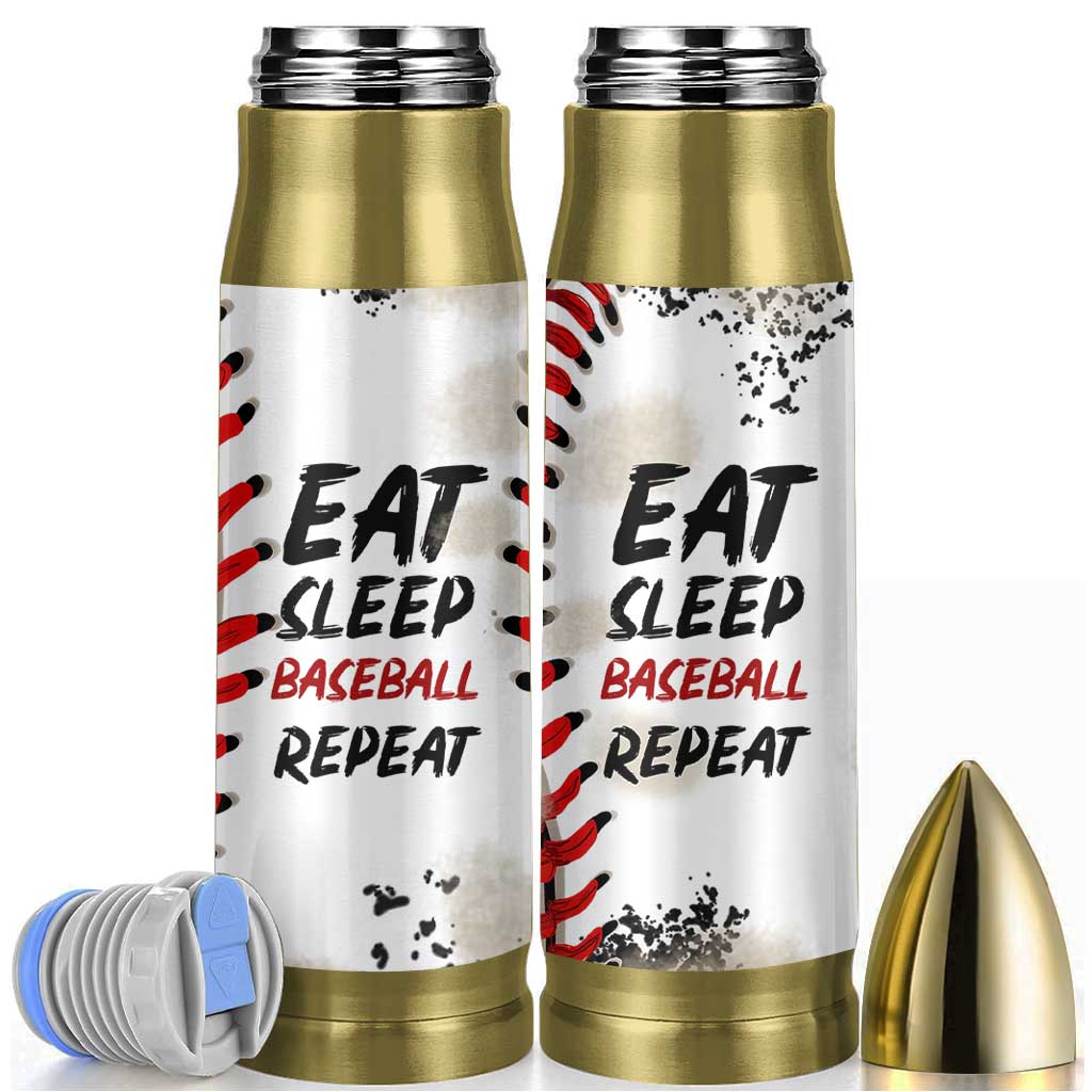 Funny Baseball Bullet Tumbler Eat Sleep Baseball Repeat Catcher Pitcher