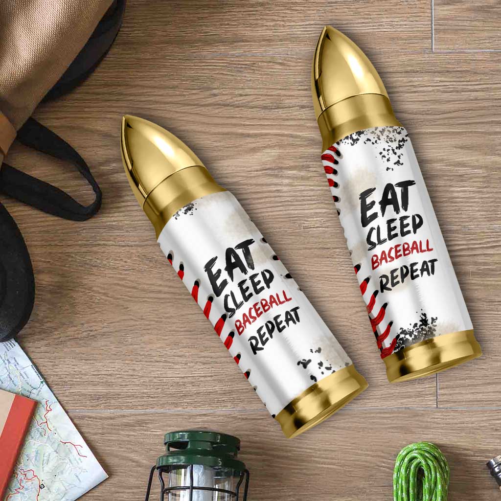 Funny Baseball Bullet Tumbler Eat Sleep Baseball Repeat Catcher Pitcher