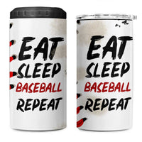 Funny Baseball 4 in 1 Can Cooler Tumbler Eat Sleep Baseball Repeat Catcher Pitcher