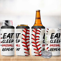 Funny Baseball 4 in 1 Can Cooler Tumbler Eat Sleep Baseball Repeat Catcher Pitcher