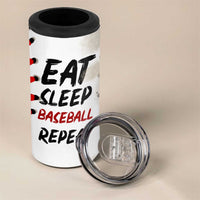 Funny Baseball 4 in 1 Can Cooler Tumbler Eat Sleep Baseball Repeat Catcher Pitcher
