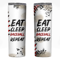 Funny Baseball Skinny Tumbler Eat Sleep Baseball Repeat Catcher Pitcher