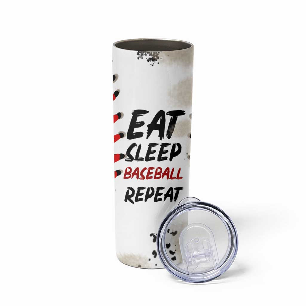 Funny Baseball Skinny Tumbler Eat Sleep Baseball Repeat Catcher Pitcher