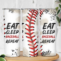 Funny Baseball Skinny Tumbler Eat Sleep Baseball Repeat Catcher Pitcher