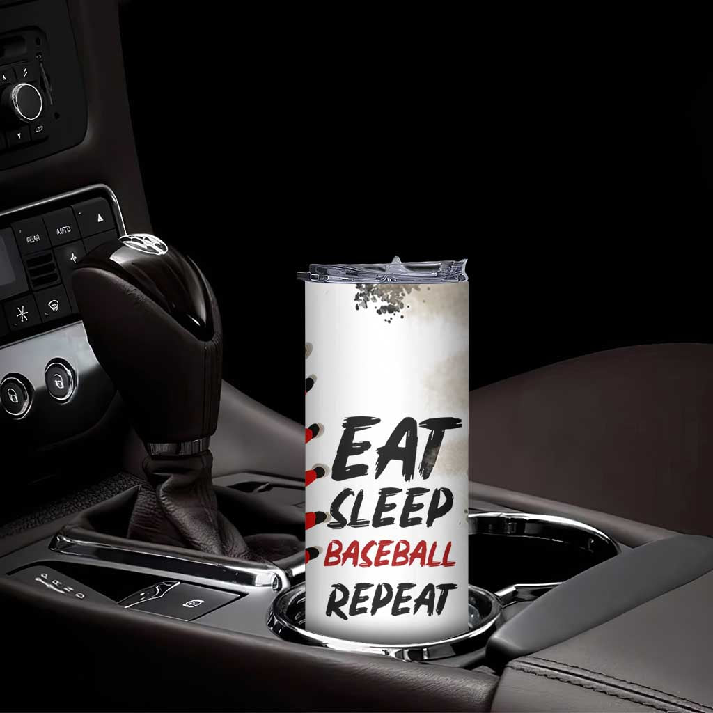 Funny Baseball Skinny Tumbler Eat Sleep Baseball Repeat Catcher Pitcher