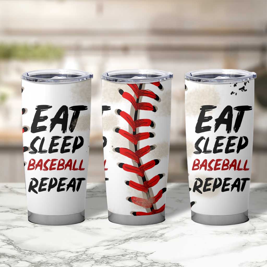 Funny Baseball Tumbler Cup Eat Sleep Baseball Repeat Catcher Pitcher