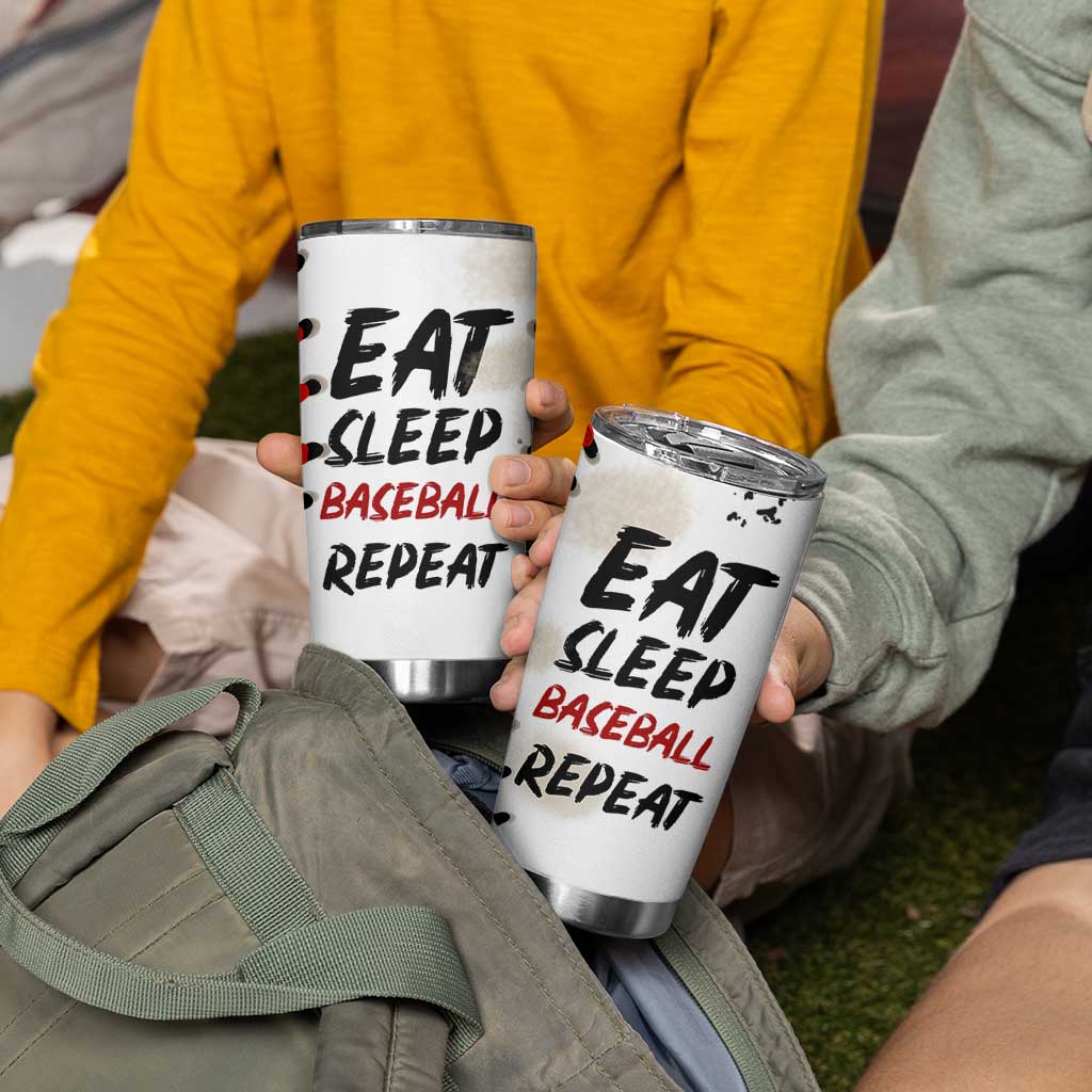 Funny Baseball Tumbler Cup Eat Sleep Baseball Repeat Catcher Pitcher