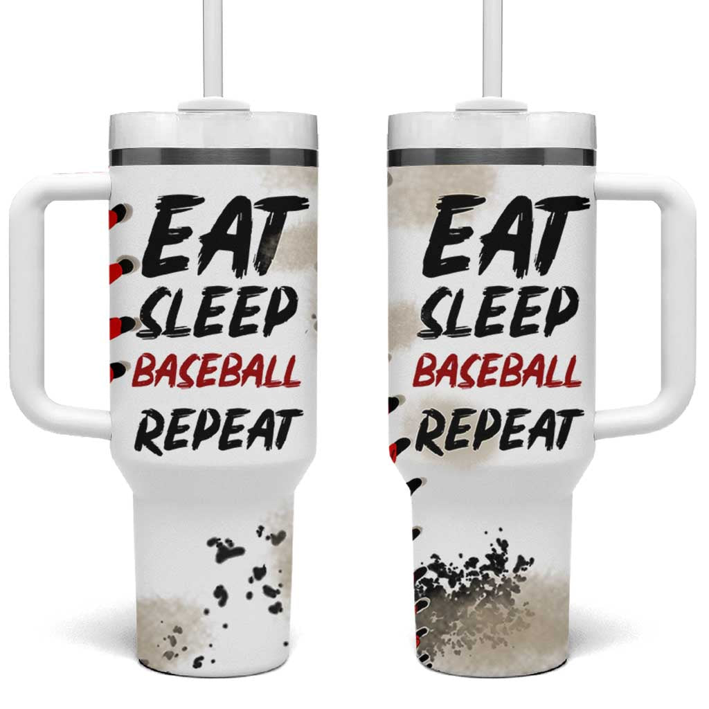 Funny Baseball Tumbler With Handle Eat Sleep Baseball Repeat Catcher Pitcher
