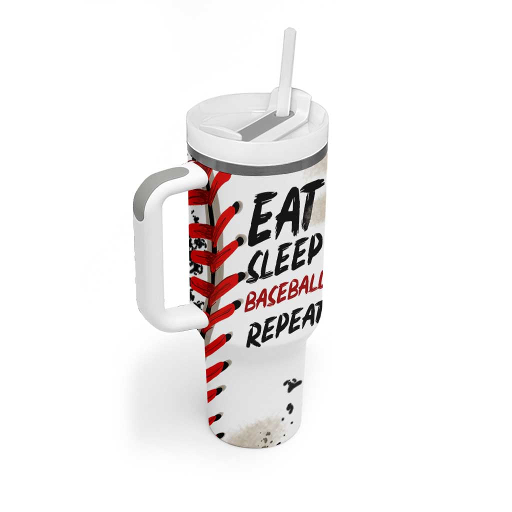 Funny Baseball Tumbler With Handle Eat Sleep Baseball Repeat Catcher Pitcher