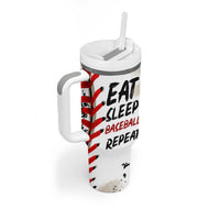 Funny Baseball Tumbler With Handle Eat Sleep Baseball Repeat Catcher Pitcher