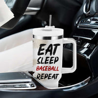 Funny Baseball Tumbler With Handle Eat Sleep Baseball Repeat Catcher Pitcher