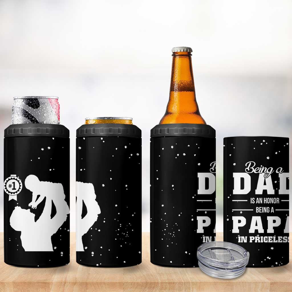 Father's Day Gift For Grandpa 4 in 1 Can Cooler Tumbler Being A Dad is an Honor Being A Papa is Priceless