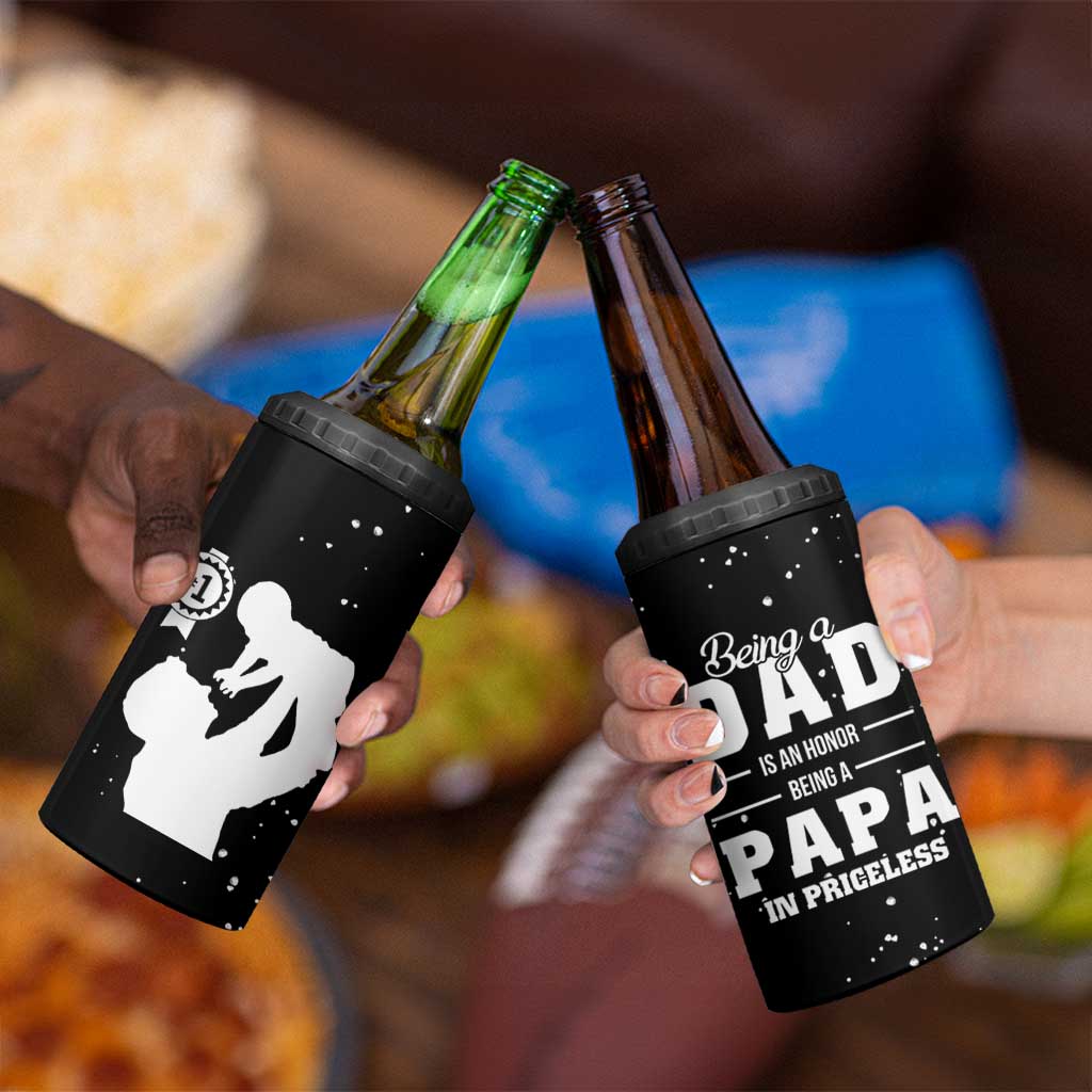 Father's Day Gift For Grandpa 4 in 1 Can Cooler Tumbler Being A Dad is an Honor Being A Papa is Priceless