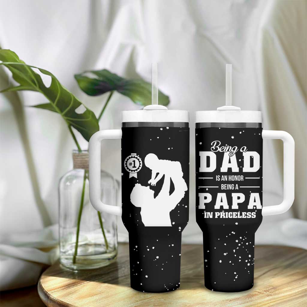 Father's Day Gift For Grandpa Tumbler With Handle Being A Dad is an Honor Being A Papa is Priceless