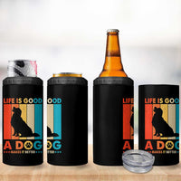 Gift For Dog Lovers 4 in 1 Can Cooler Tumbler Retro Life Is Better With A Dog