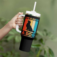 Gift For Dog Lovers Tumbler With Handle Retro Life Is Better With A Dog