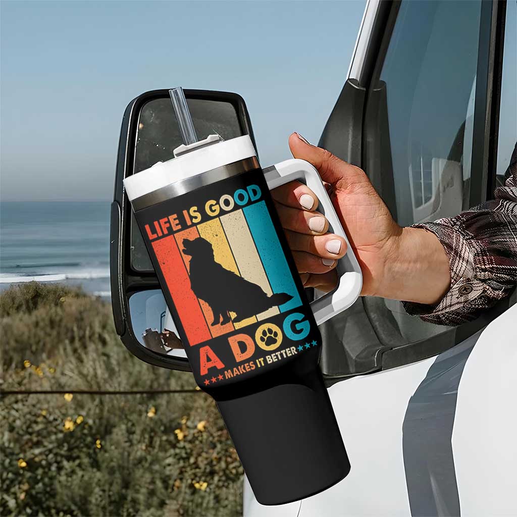 Gift For Dog Lovers Tumbler With Handle Retro Life Is Better With A Dog