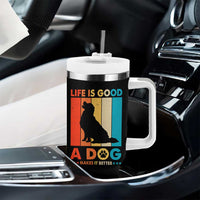 Gift For Dog Lovers Tumbler With Handle Retro Life Is Better With A Dog