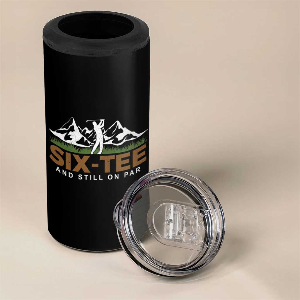 Funny 60th Birthday Gifts For Golfer 4 in 1 Can Cooler Tumbler Six-tee and Still on Par - Wonder Print Shop