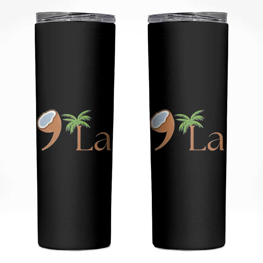 Harris 2024 Funny Coconut Tree Skinny Tumbler Comma La Presidential Election - Wonder Print Shop