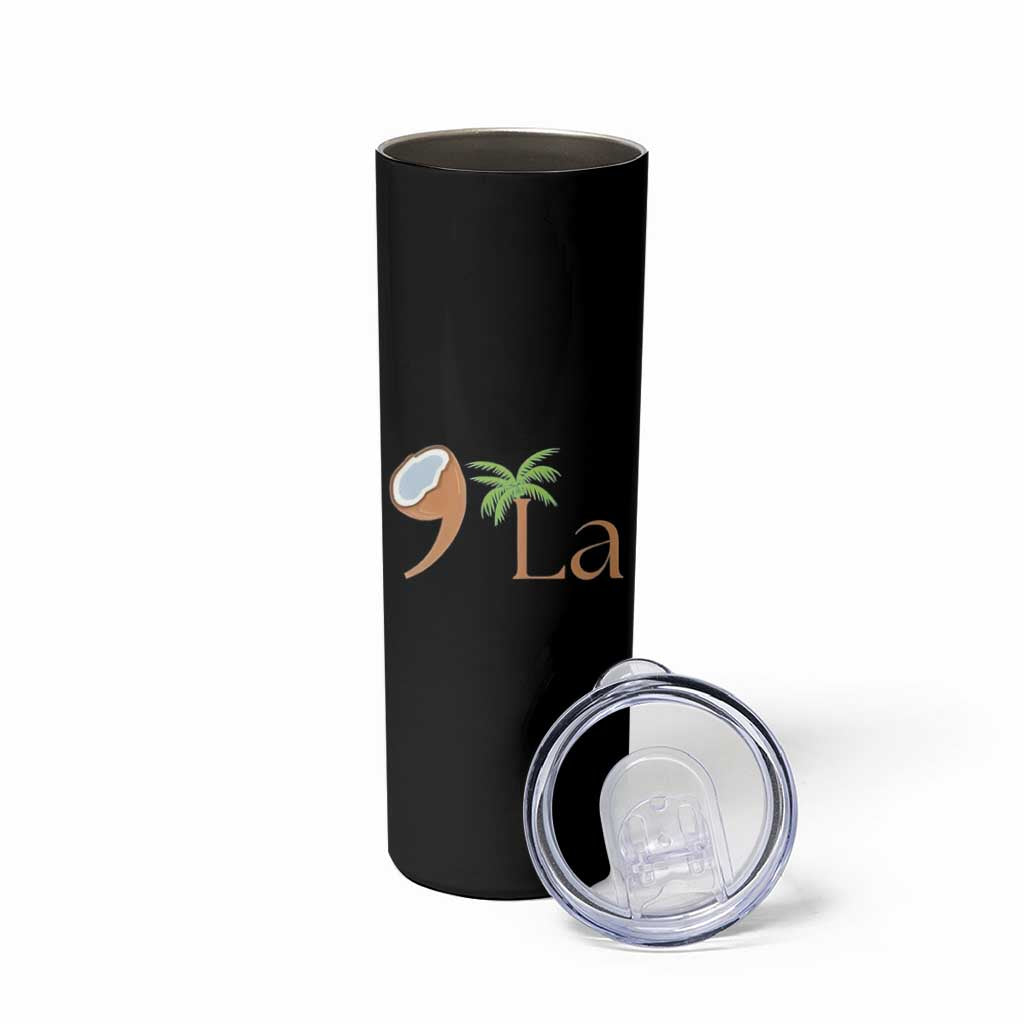 Harris 2024 Funny Coconut Tree Skinny Tumbler Comma La Presidential Election - Wonder Print Shop