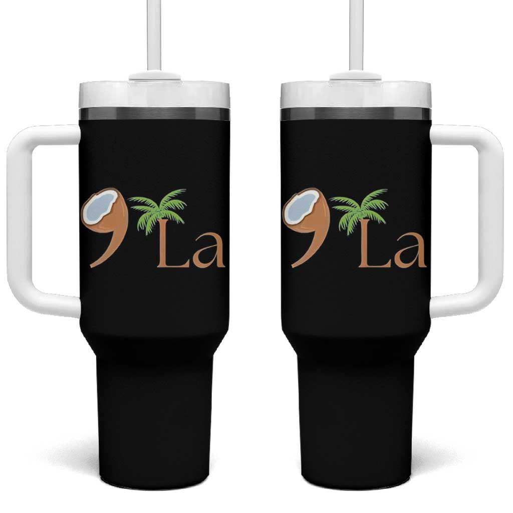 Harris 2024 Funny Coconut Tree Tumbler With Handle Comma La Presidential Election - Wonder Print Shop
