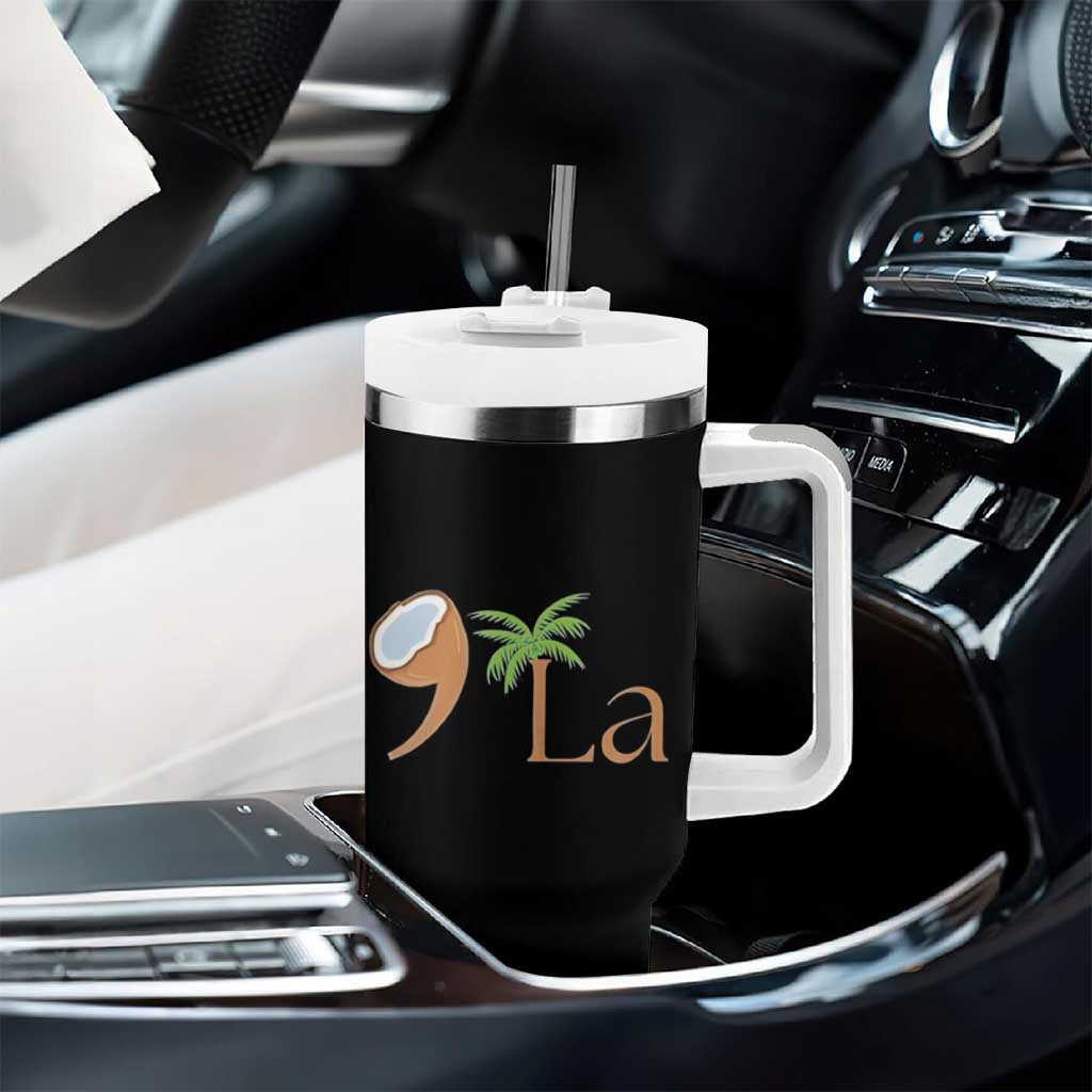 Harris 2024 Funny Coconut Tree Tumbler With Handle Comma La Presidential Election - Wonder Print Shop