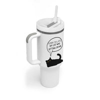 Funny Black Cat Tumbler With Handle Sorry I'm Late My Cat Was Sitting On Me Humor Saying Coffee Cup Of Kitty Owners - Wonder Print Shop