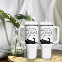 Funny Black Cat Tumbler With Handle Sorry I'm Late My Cat Was Sitting On Me Humor Saying Coffee Cup Of Kitty Owners - Wonder Print Shop