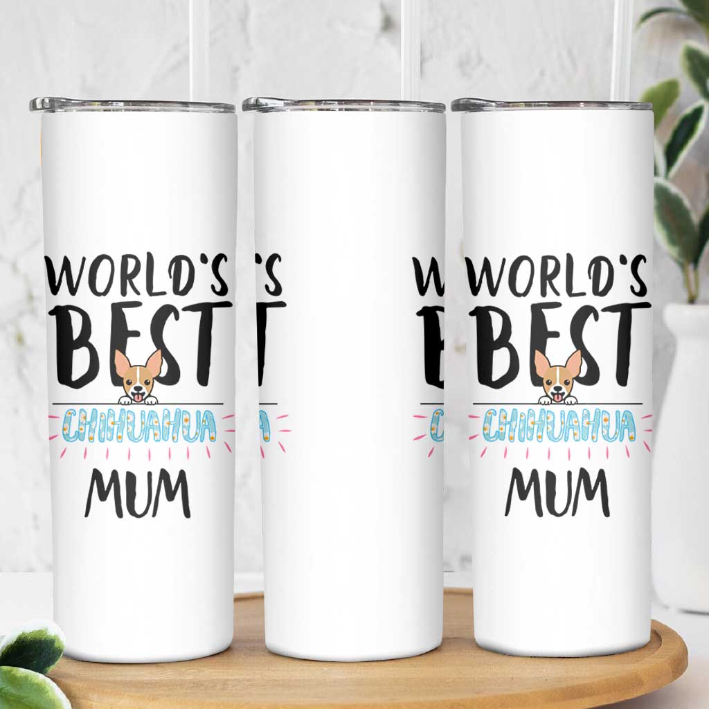 Chihuahua Dog Mom Skinny Tumbler Gift For Dog Lovers Women New Puppy Fur Baby Owners